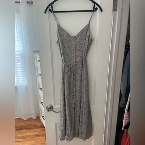 Black and cream patterned midi dress